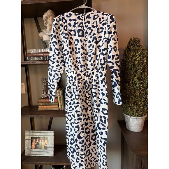 Ronny Kobo Jade Silk Midi Dress Animal Print Navy Blue White Womens Size Small - Picture 8 of 11